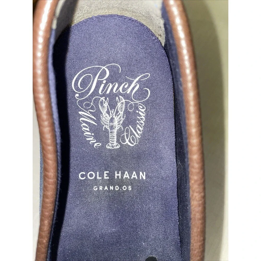 Cole Haan Pinch Men’s Fabric Penny Loafers Size 10 M Blue Brown Boating Walking